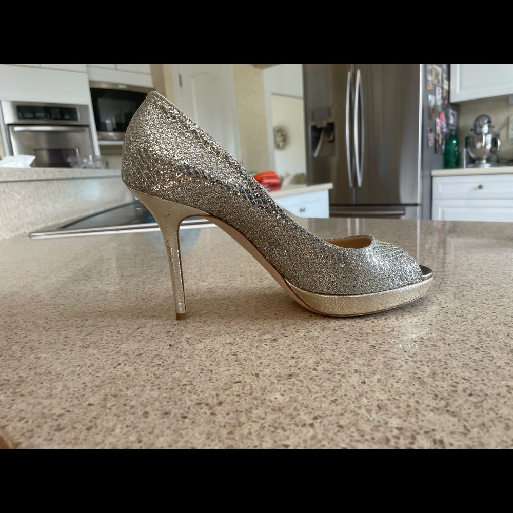 Jimmy choo Glit fabric champagne shoes LIKE NEW - Picture 1 of 6